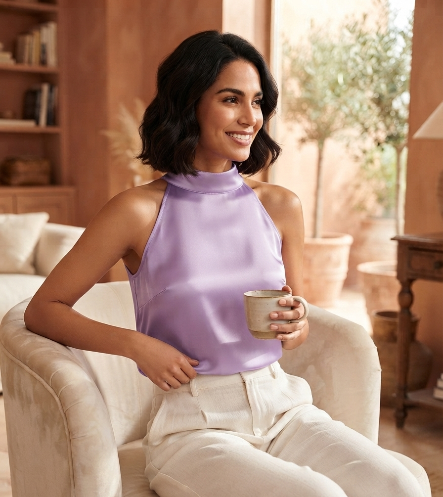 Velora Premium Satin Halter Top