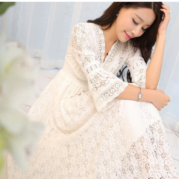 elegant white  Summer embroidered dress