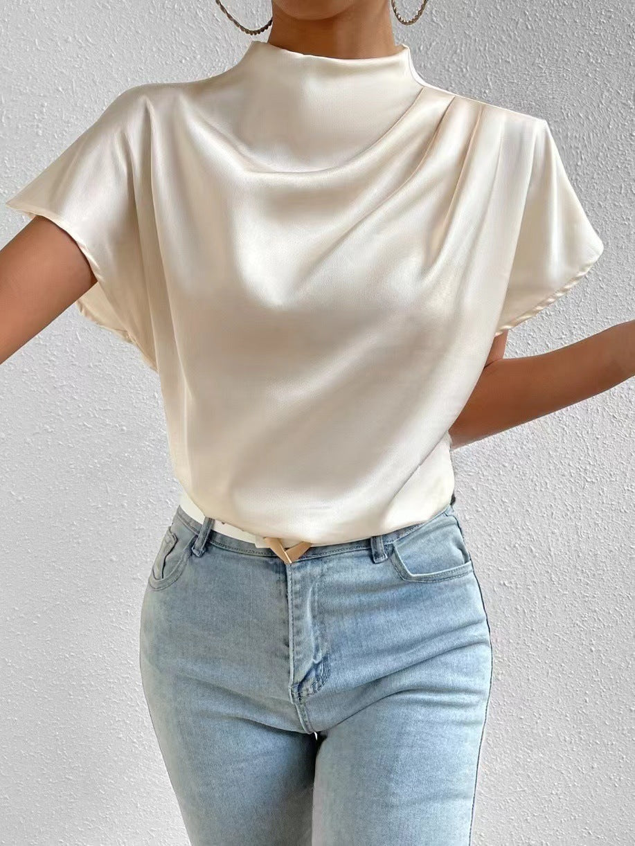 Velora Satin chic  mock-nick T-Shirt