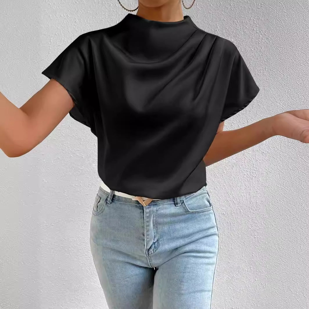 Velora Satin chic  mock-nick T-Shirt