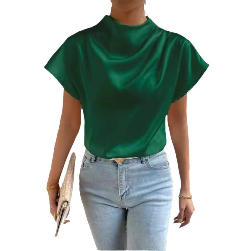 Velora Satin chic  mock-nick T-Shirt