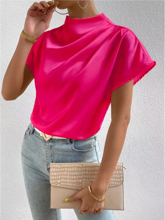 Velora Satin chic  mock-nick T-Shirt