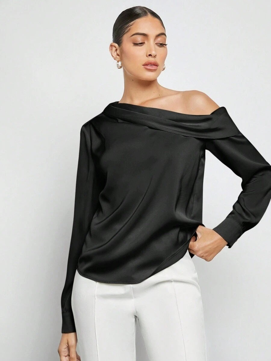 Pleated Satin  blouse