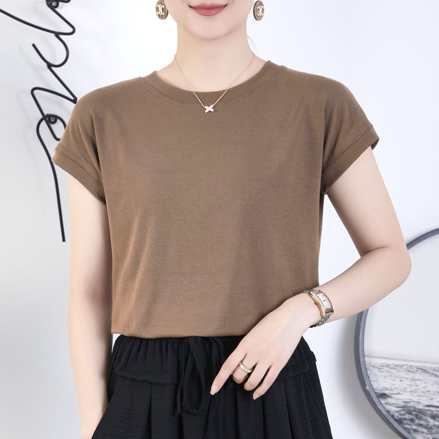 Velora Premium Silk-Touch Round Neck T-Shirt