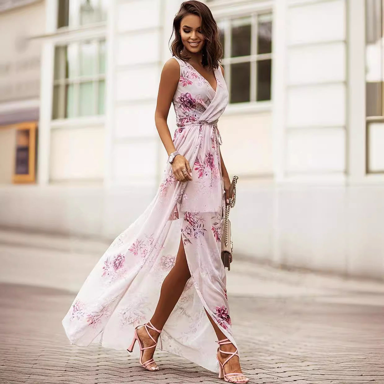 floral chic slit maxi