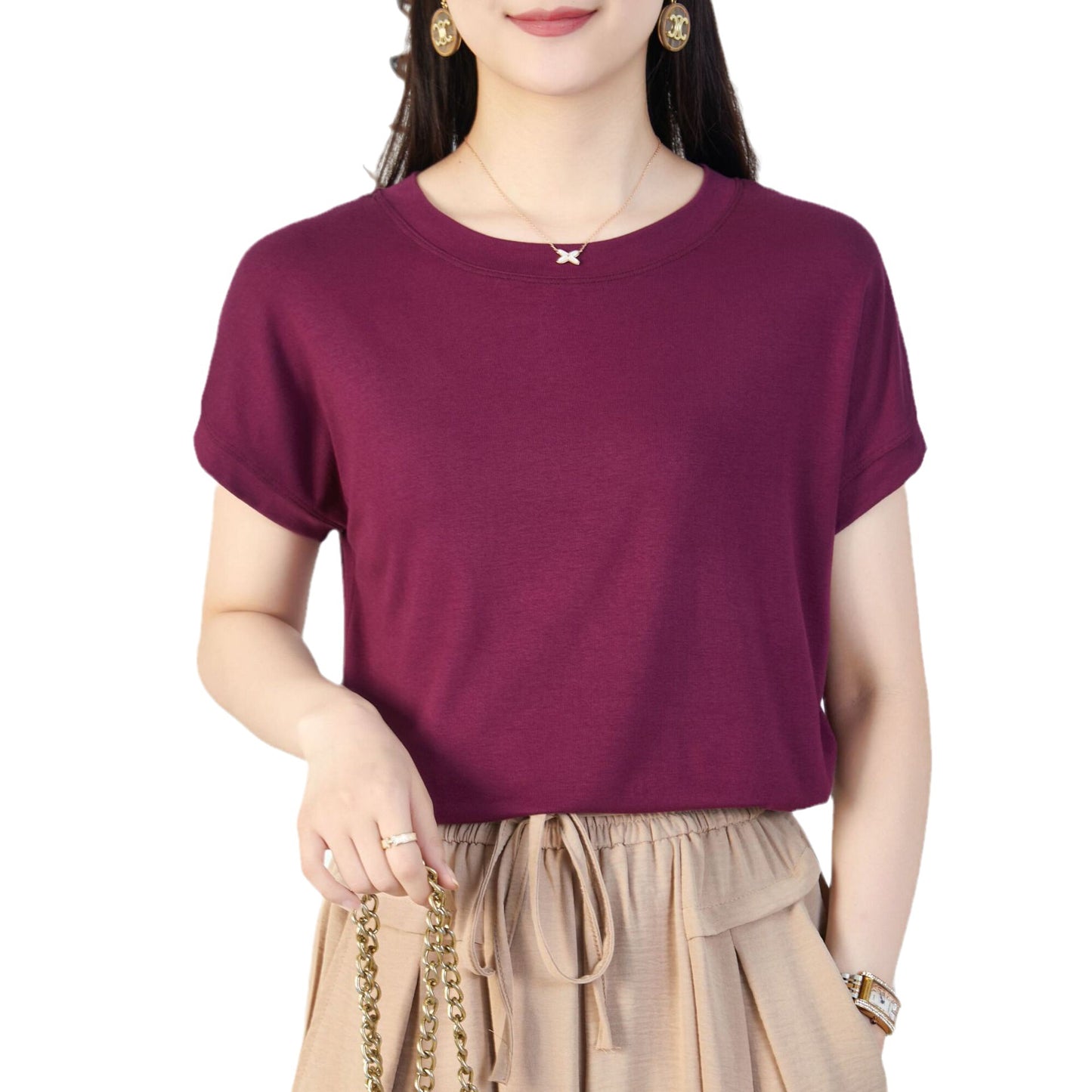 Velora Premium Silk-Touch Round Neck T-Shirt