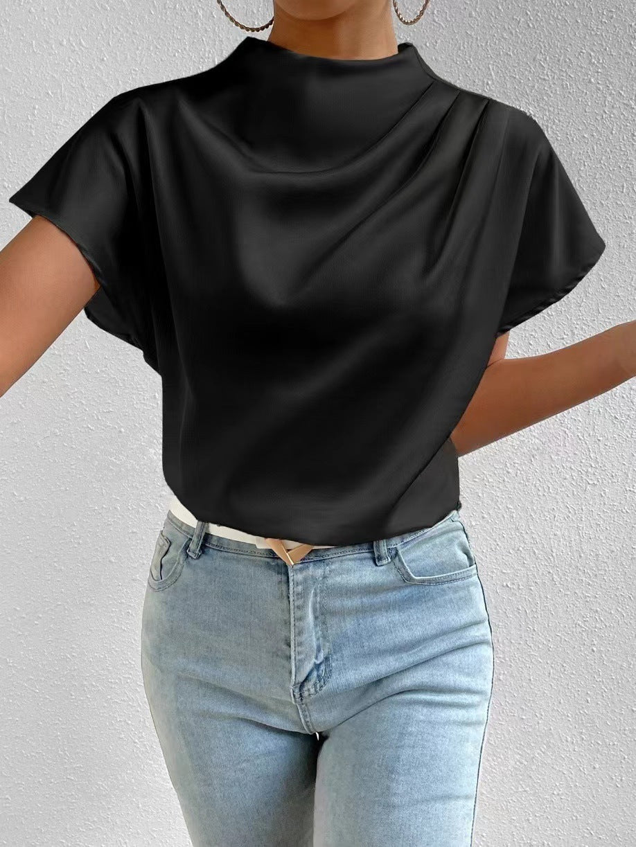 Velora Satin chic  mock-nick T-Shirt