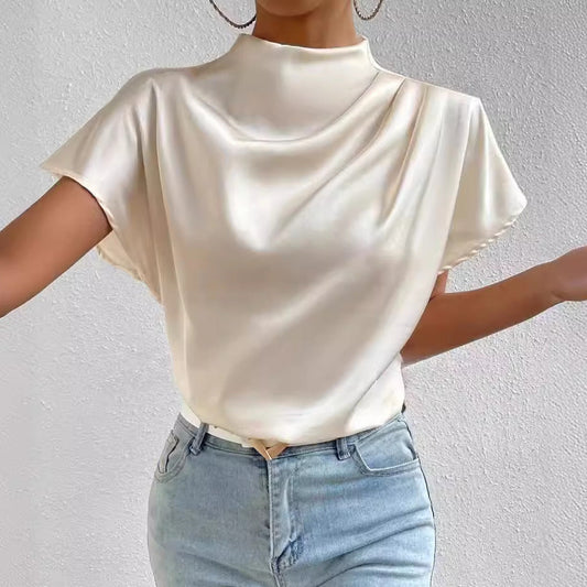 Velora Satin chic  mock-nick T-Shirt