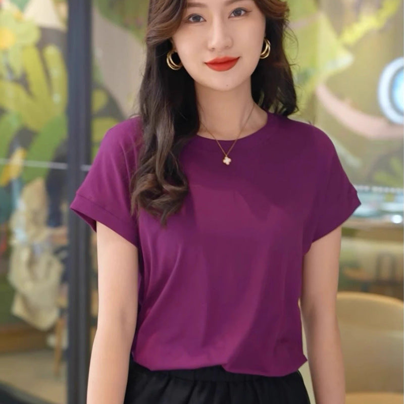 Velora Premium Silk-Touch Round Neck T-Shirt