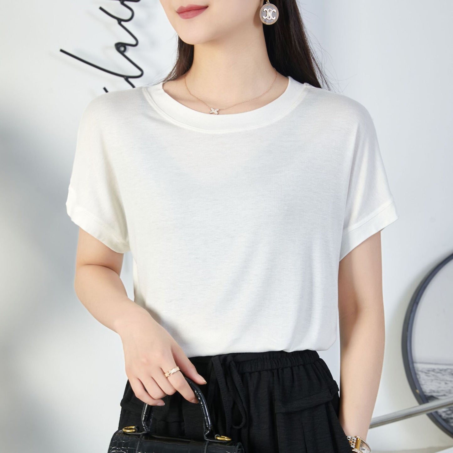Velora Premium Silk-Touch Round Neck T-Shirt