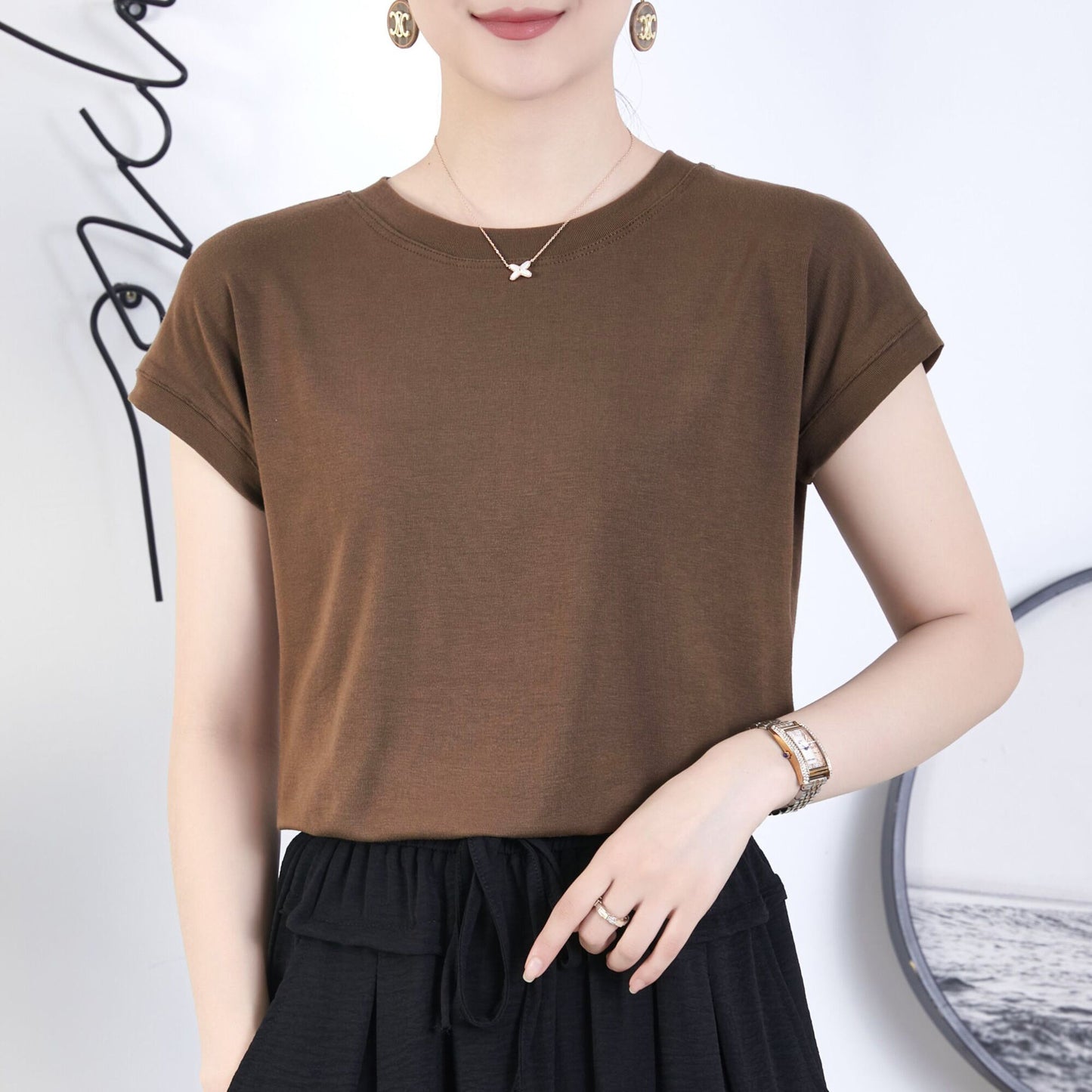 Velora Premium Silk-Touch Round Neck T-Shirt