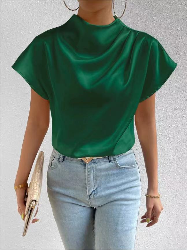 Velora Satin chic  mock-nick T-Shirt