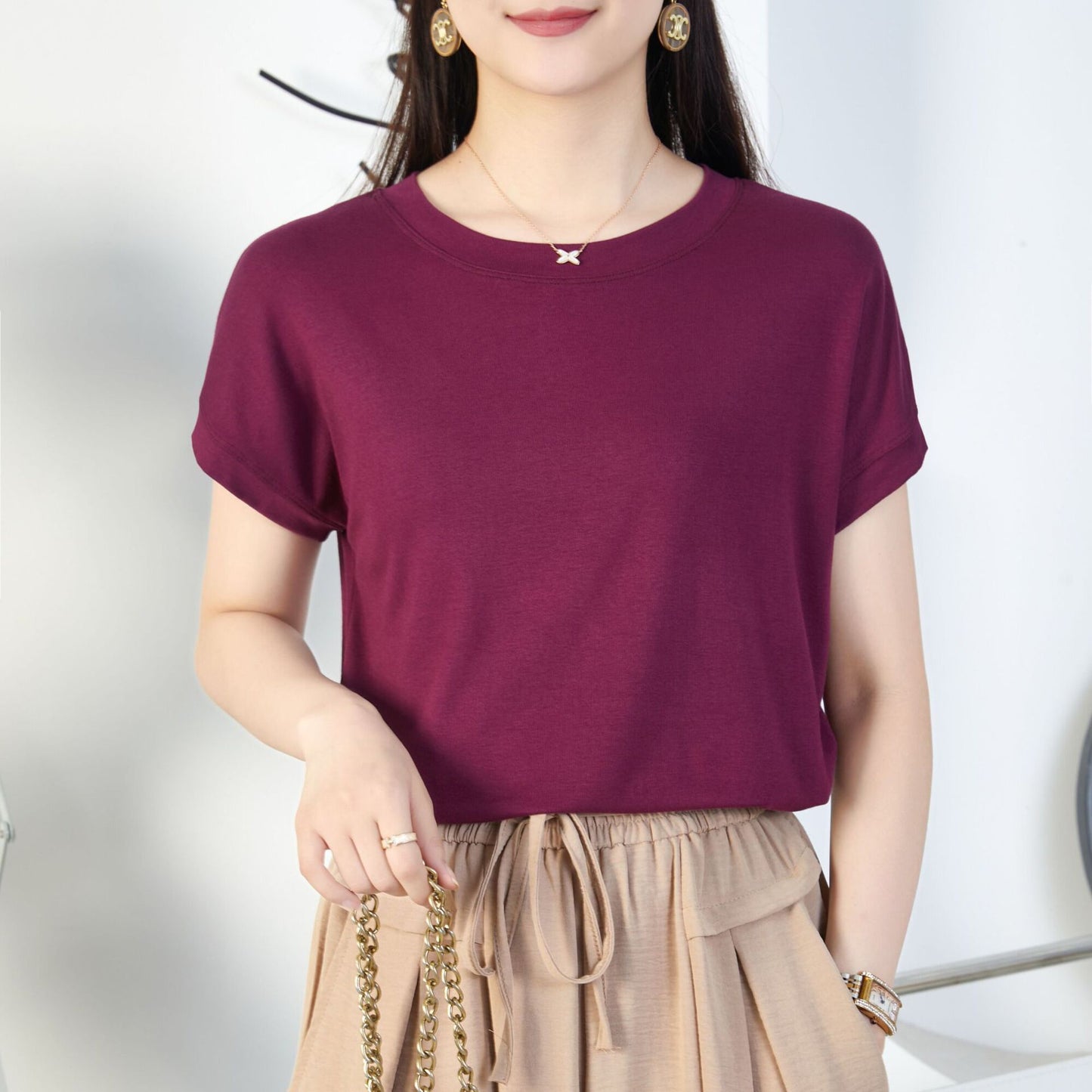 Velora Premium Silk-Touch Round Neck T-Shirt