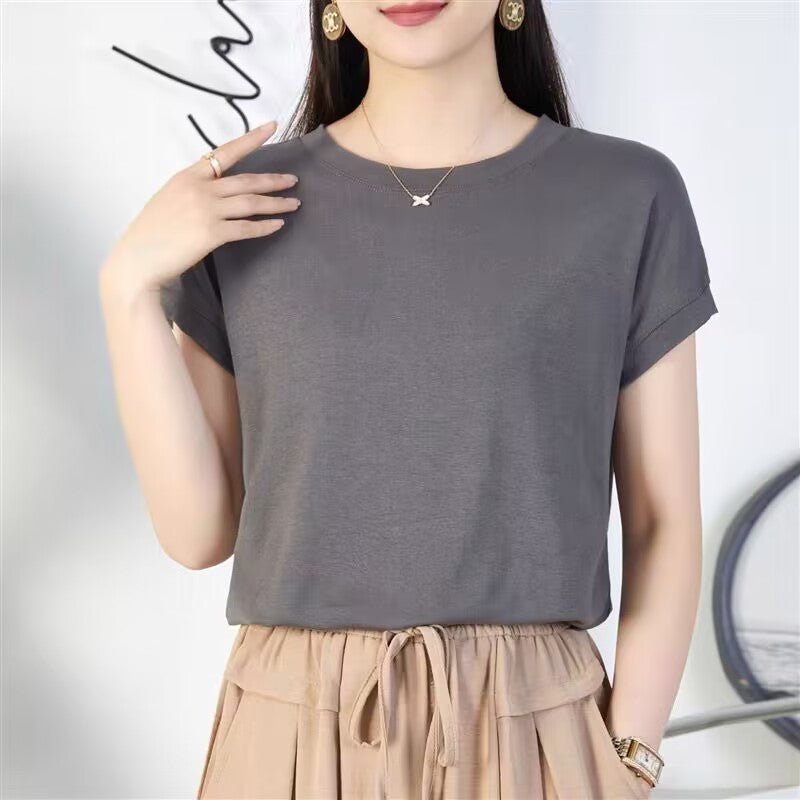 Velora Premium Silk-Touch Round Neck T-Shirt