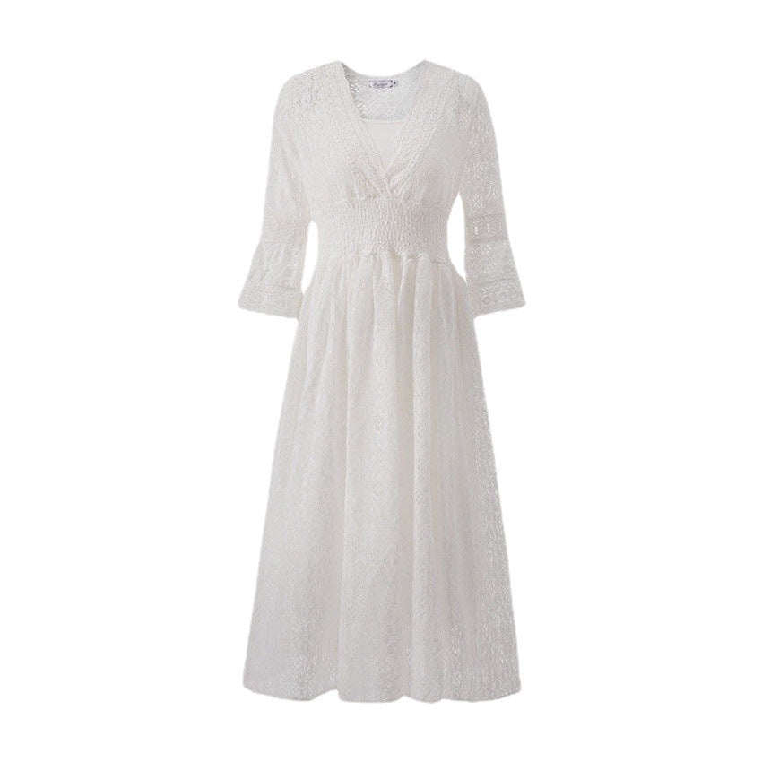 elegant white  Summer embroidered dress