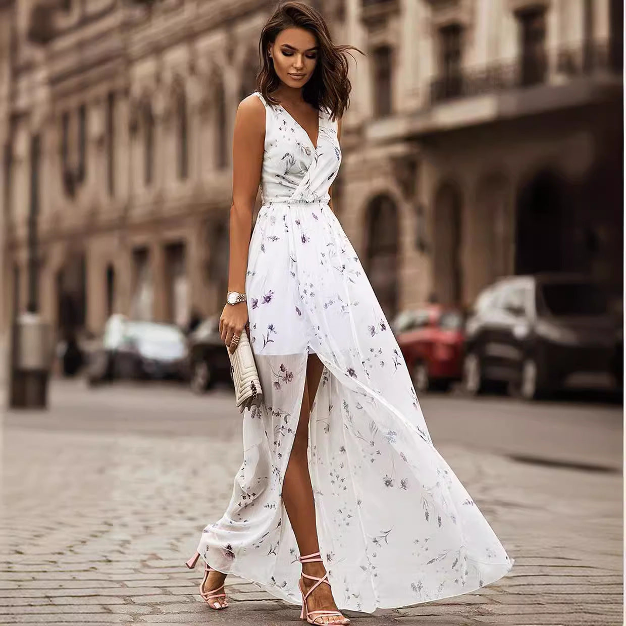 floral chic slit maxi