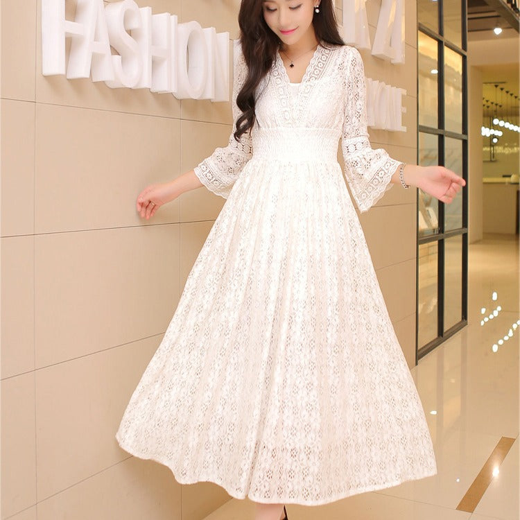 elegant white  Summer embroidered dress