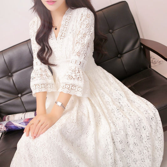elegant white  Summer embroidered dress