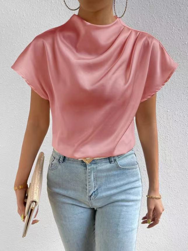 Velora Satin chic  mock-nick T-Shirt