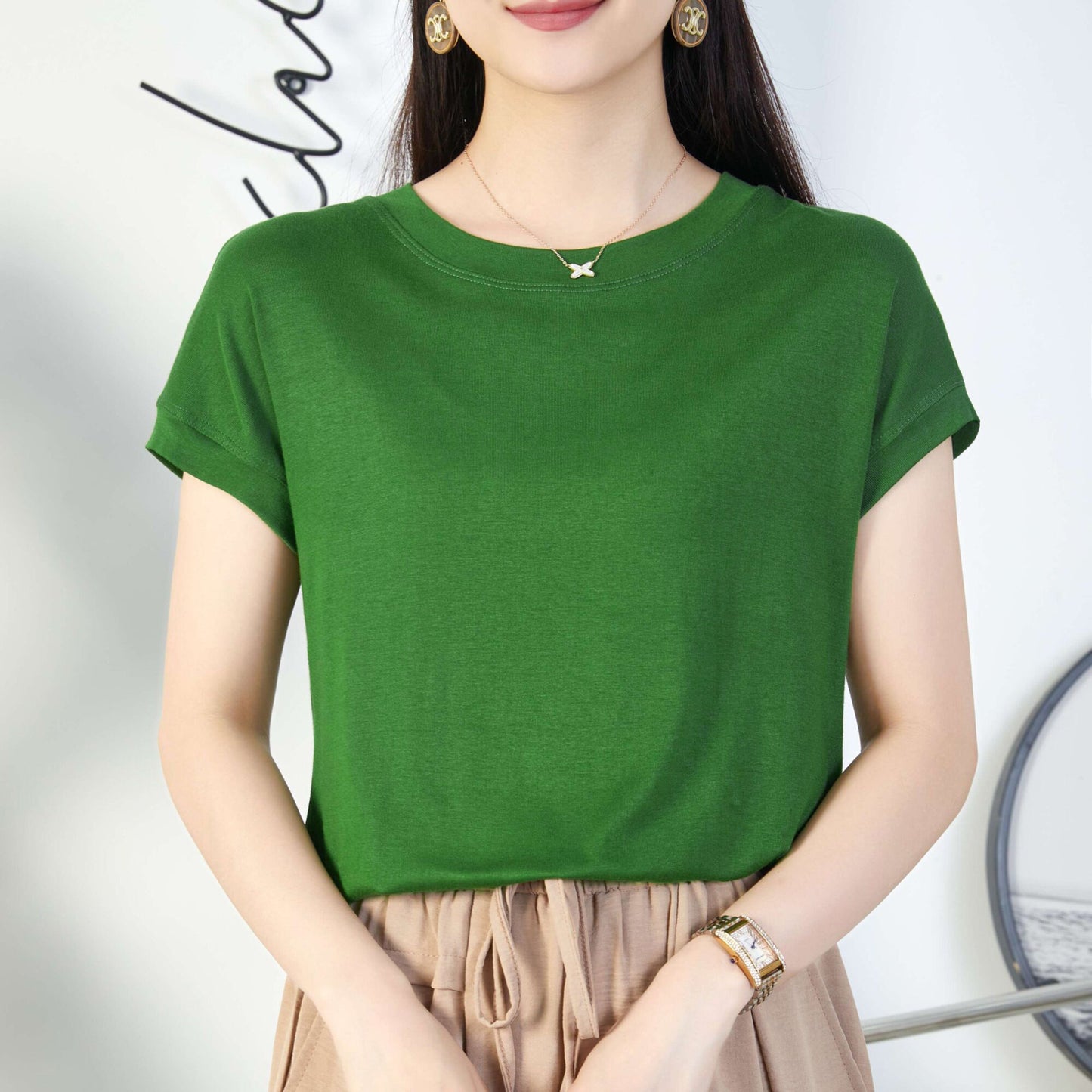 Velora Premium Silk-Touch Round Neck T-Shirt