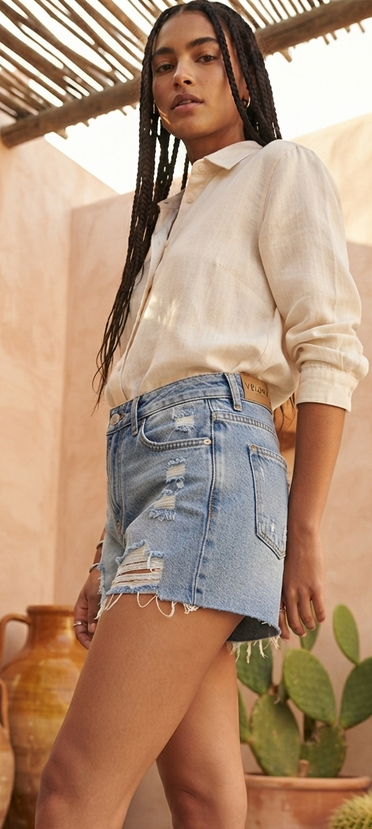 distressed denim midi  skirt